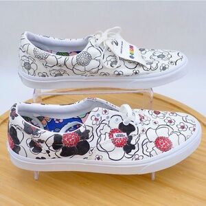 Vans Off the Wall Create UR Color Floral Canvas Black White Shoe Sneaker Sz 13